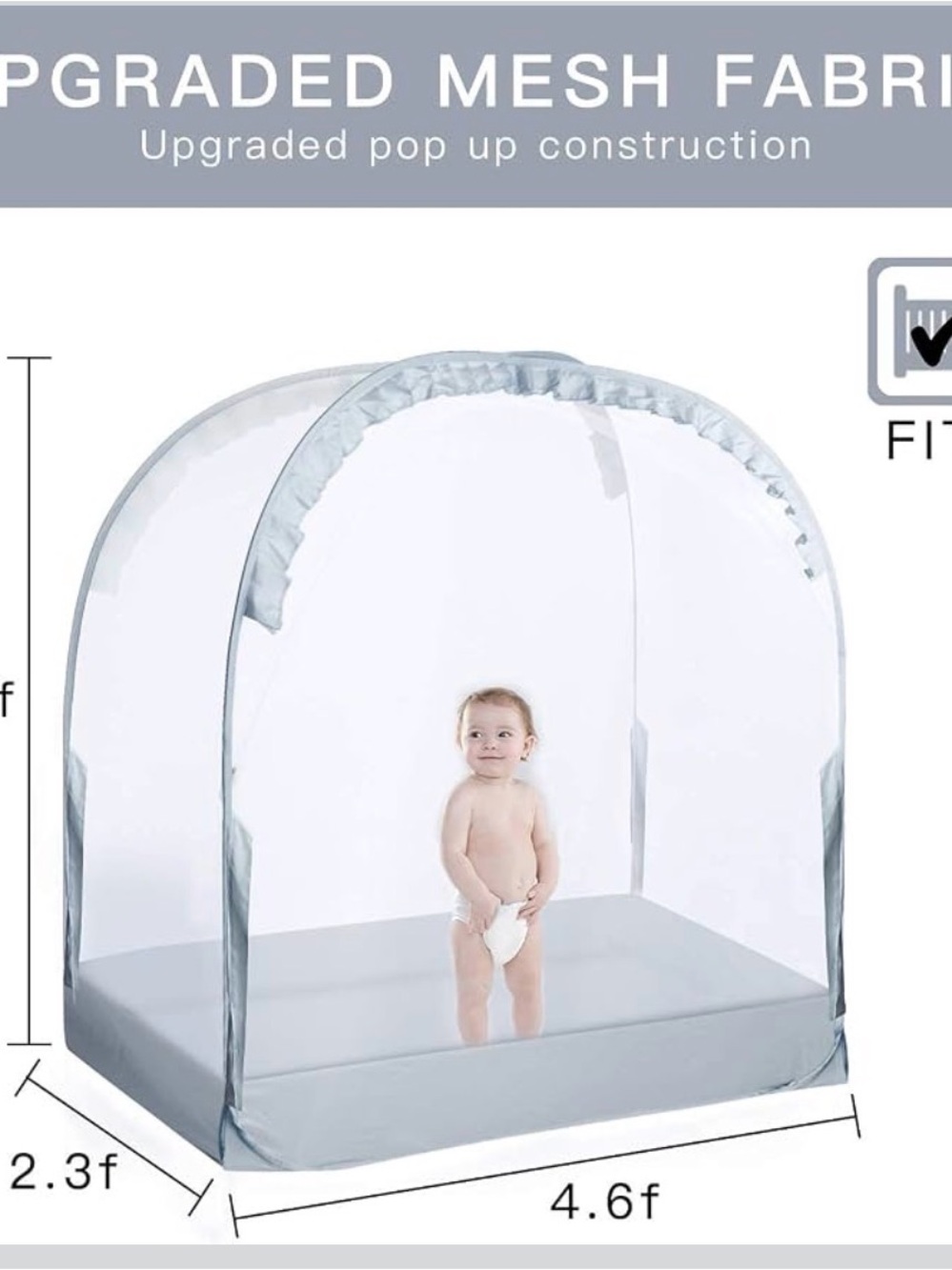 Breathable Baby Crib Tent Canopy to keep toddler from climbing out